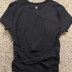 All It Takes Back-Twist Ribbed Short Sleeve Shirt